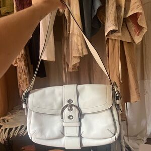white leather coach soho bag